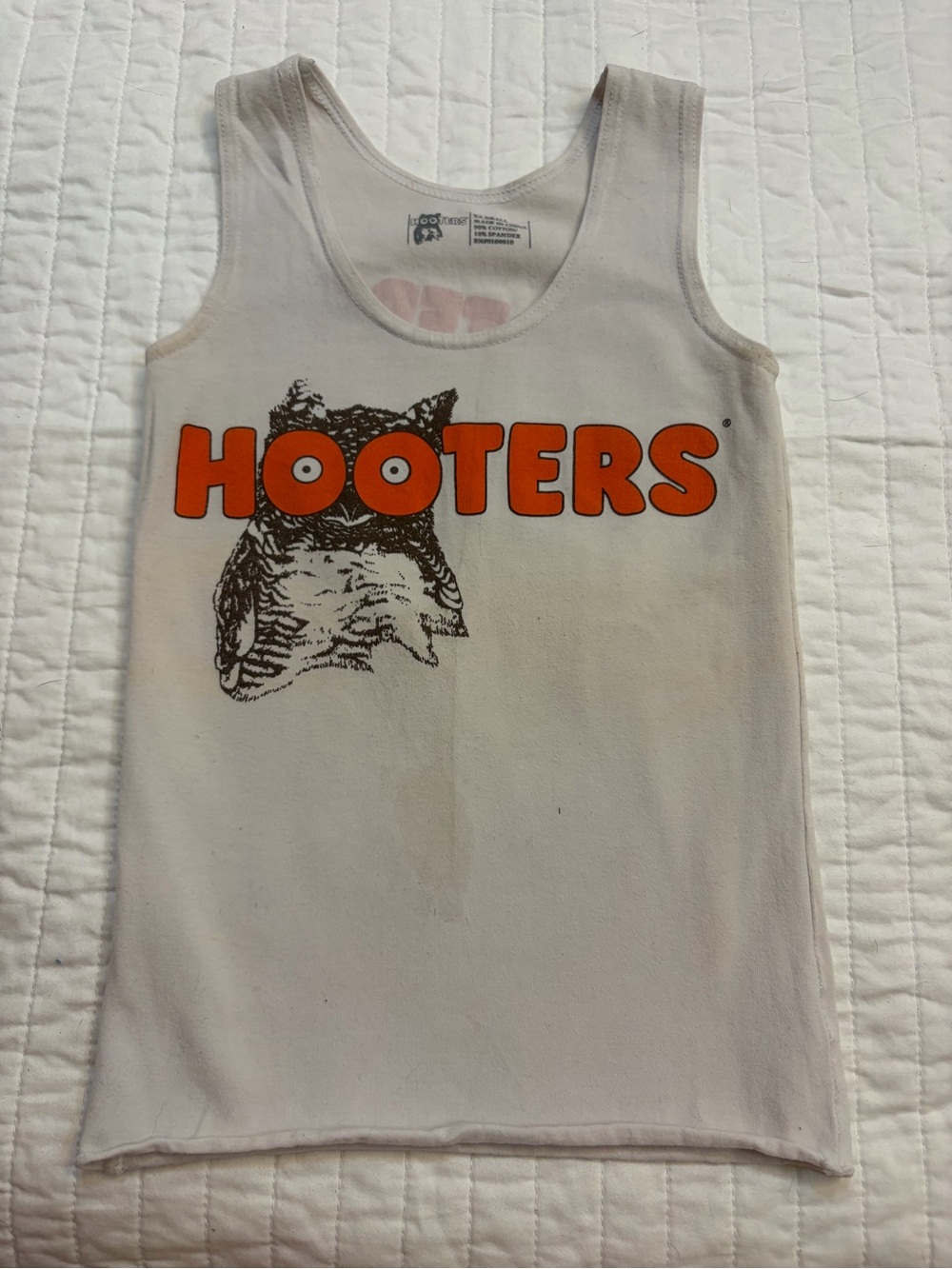 Vintage Hooters Girl Uniform Tank Top XXS White Graphic Hooters Makes You Happy